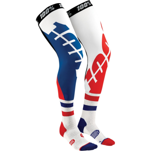 100% - 100% Knee Brace Moto Socks - 24014-415-18 - Red/White/Blue - Lg-XL