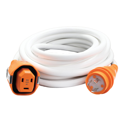 SmartPlug - SmartPlug 30AMP/125V Cordset Female, SmartPlug Boatside &amp; 30AMP Twist Type Dockside - White - 25'