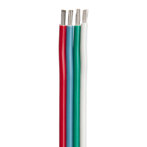 Ancor - Ancor Flat Ribbon Bonded RGB Cable 18/4 AWG - Red, Light Blue, Green &amp; White - 100'