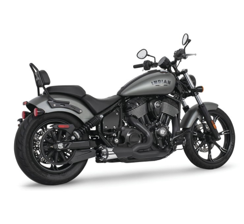 Freedom Performance - Freedom Performance American Outlaw 2-into-1 Exhaust System Shorty for Chief - Combo Black/Black Sculpted Tip - IN00421