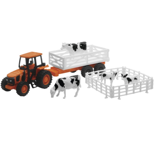 New Ray Toys - New Ray Toys 1:32 Kubota Tractor - Kubota Farm Tractor with Farm Animals Set - SS-15825A