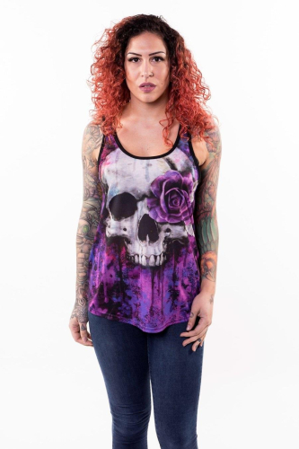 Lethal Threat - Lethal Threat One-Eye Rose Skull Womens Tank Top - LA20600M - Black - Medium