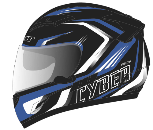Cyber Helmets - Cyber Helmets US-80 Boomerang Helmet - US80-9-BKBLU-MD - Black/Blue - Medium