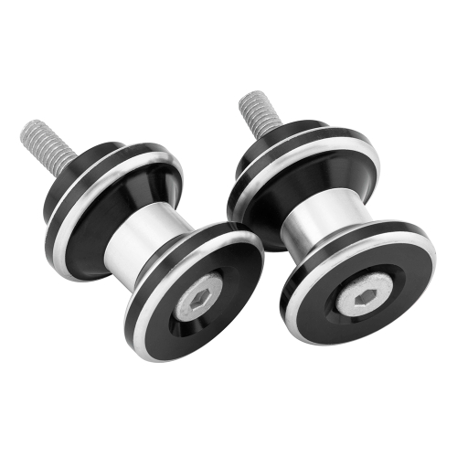 BikeMaster - BikeMaster 6mm Aluminum Swingarm Spools - Silver - YC-805-6-BLK/SL