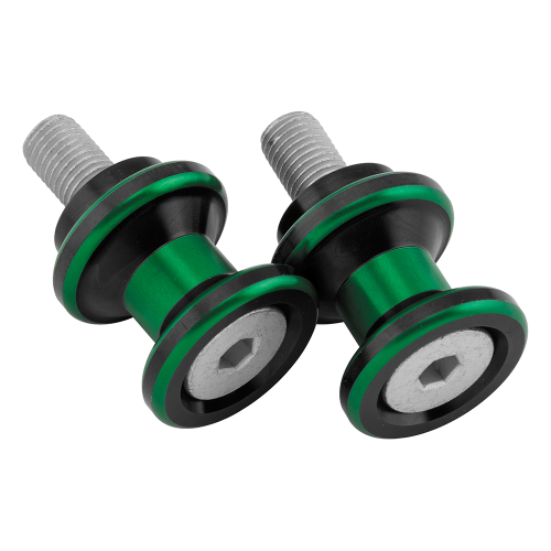 BikeMaster - BikeMaster 10mm Aluminum Swingarm Spools - Green - YC-805-10-GRN