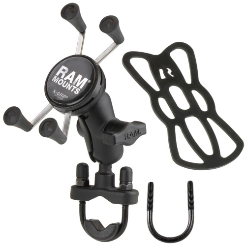RAM Mounts - RAM Mounts RAM Handlebar Rail Mount, Zinc Coated U-Bolt, Short Double Socket Arm & X-Grip for Phones/Phablets - RAM-B-149Z-A-UN7U