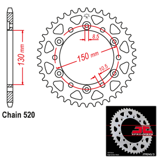 JT Sprockets - JT Sprockets Steel Rear Sprocket - 46T - JTR245/3.46T