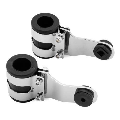 BikeMaster - BikeMaster Rubber Mount Headlight Brackets - 37mm - Chrome - OXHB-006