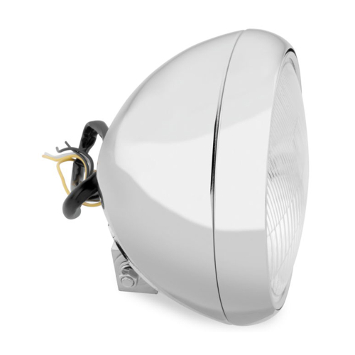 Bikers Choice - Bikers Choice 7in. Headlight with Block - Patterned Lens - 60/55W - H4 Bulb - Chrome - 30121/N