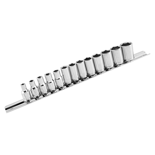 BikeMaster - BikeMaster 13-Piece 1/4in. Drive Set of Metric Sockets on Socket Rail - 173178