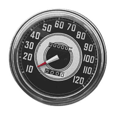 Bikers Choice - Bikers Choice 5in. FL Type Speedometer - 2240:60 Ratio Front Wheel Drive - 41-45 Silver and Black Face - 72766BX