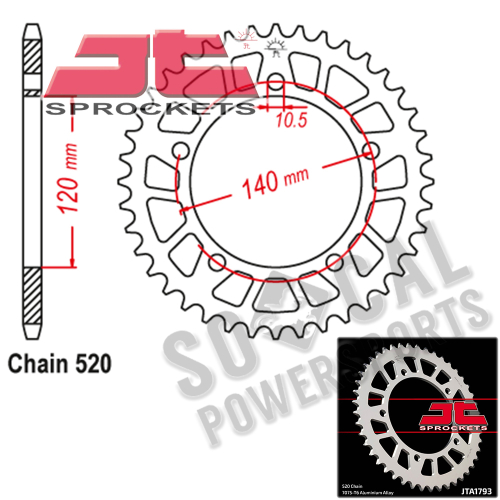 JT Sprockets - JT Sprockets Aluminum Rear Sprocket - 43T - JTA1793.43