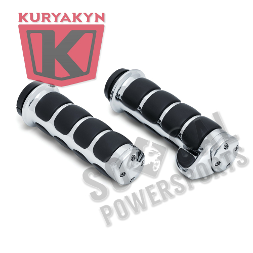 Kuryakyn - Kuryakyn Premium ISO-Grips with Chrome Accent Rings with Throttle Boss - 6228