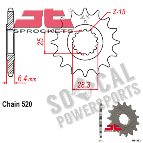 JT Sprockets - JT Sprockets Steel Front Sprocket - 15T - JTF1592.15