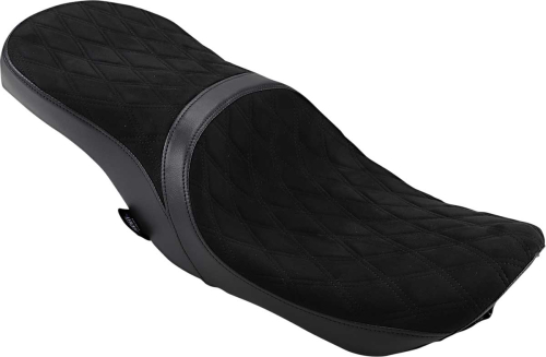 Drag Specialties - Drag Specialties Low Profile Tour Seat for Yaffe 6 Gallon Tank - Suede Double Diamond Stitch - 0801-1078