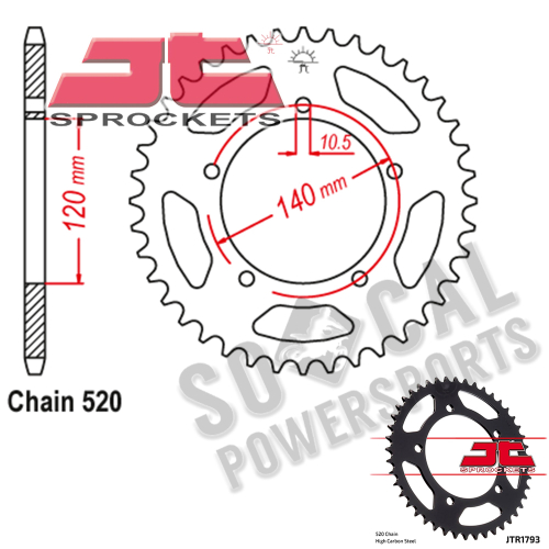 JT Sprockets - JT Sprockets Steel Rear Sprocket - 45T - JTR1793.45