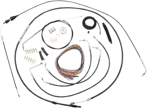 LA Choppers - LA Choppers Complete Handlebar Cable and Brake Line Kit - Black Vinyl/Stainless - LA-8006KT2A-13B