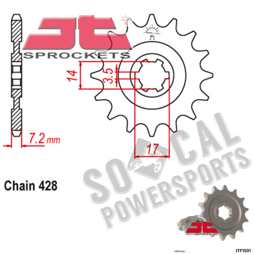 JT Sprockets - JT Sprockets Steel Front Sprocket - 14T - JTF1501.14