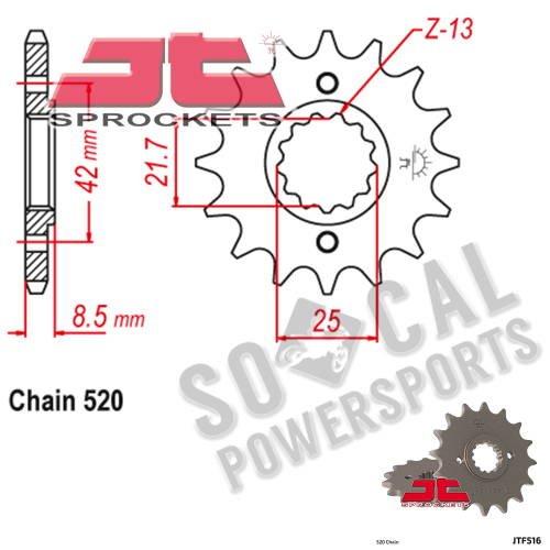 JT Sprockets - JT Sprockets Steel Front Sprocket - 13T - JTF516.13
