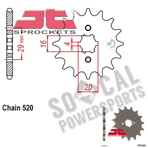 JT Sprockets - JT Sprockets Steel Front Sprocket - 14T - JTF422.14