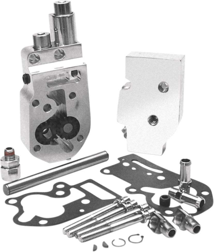 Jims - Jims Flow Pro 1 Billet Oil Pump Complete Assembly - Polished with Top Feed/Return Oil Lines - 1754