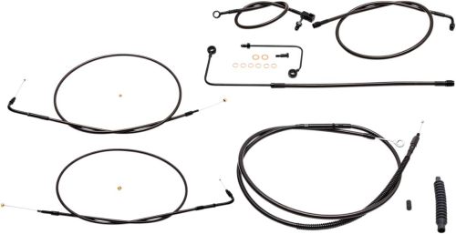 LA Choppers - LA Choppers Cable/Brake Line Kit - 12-14in. Ape Hangers - Midnight - LA-8151KT-13M
