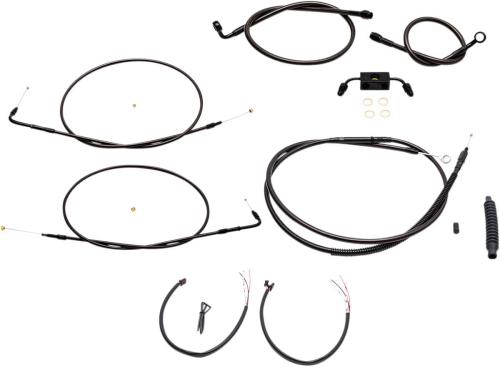 LA Choppers - LA Choppers Complete Handlebar Cable and Brake Line Kit - Midnight - LA-8321KT2-16M