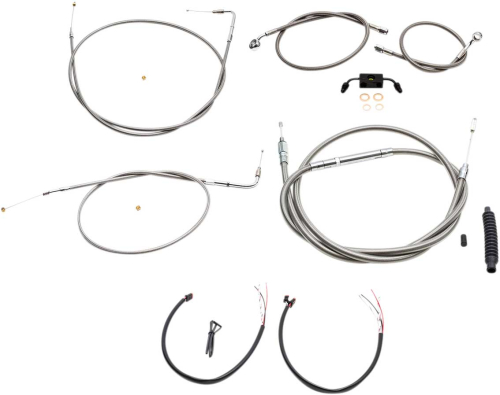 LA Choppers - LA Choppers Complete Handlebar Cable/Brake & Clutch Line/Wire Kit - Stainless Braided - LA-8211KT2-16