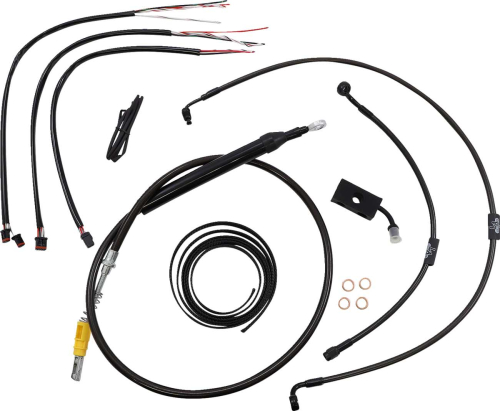 LA Choppers - LA Choppers Complete Handlebar Cable/Brake & Clutch Line/Wire Kit - Midnight Braided - LA-8155KT2-16M