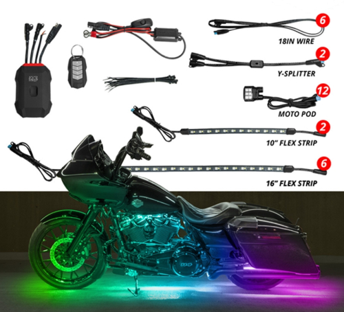 XK Glow - XK Glow XKMax RGBW Addressable Motorcycle Underglow Light Kit - 20pc - MX-MOTO-PRO
