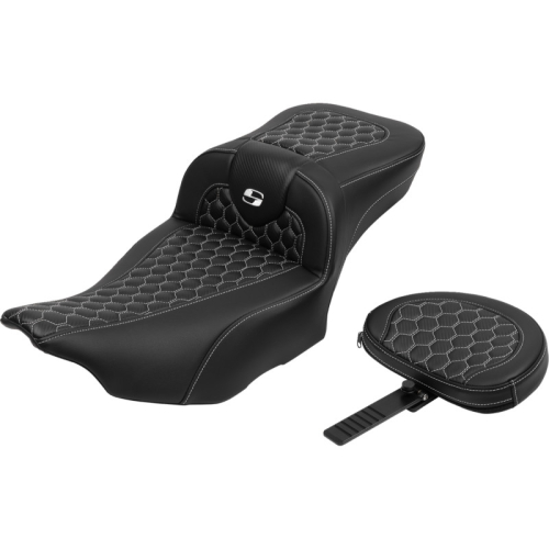 Saddlemen - Saddlemen Extended Reach Roadsofa HC Seat with Drivers Backrest - White Stitching - 823-07-190B6