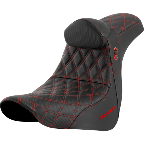 Saddlemen - Saddlemen Pro Series SDC Performance Gripper Seat with Drivers Backrest - Red Stitching - SC81829REDRT