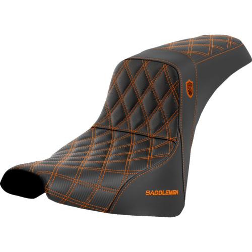 Saddlemen - Saddlemen Pro Series SDC Performance Gripper Seat without Drivers Backrest - Orange Stitching - SC81830ORA