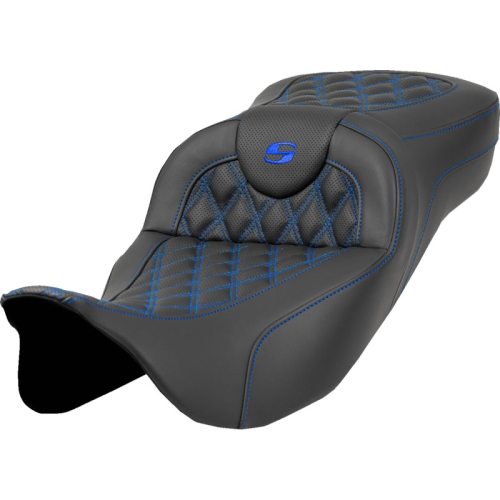 Saddlemen - Saddlemen Extended Reach Roadsofa LS Seat without Drivers Backrest - Blue Stitching - 808-07B-18401