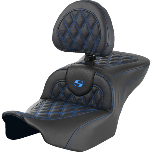Saddlemen - Saddlemen Roadsofa LS Seat with Drivers Backrest - Blue Stitching - 823-07-182B1