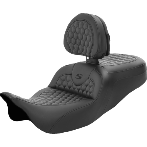 Saddlemen - Saddlemen Roadsofa HC Seat with Drivers Backrest - Black Stitching - 808-07B-189BR