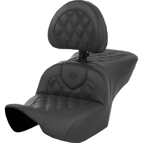 Saddlemen - Saddlemen Roadsofa LS Seat with Drivers Backrest - Black Stitching - 823-07-182BR