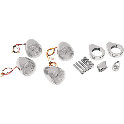 Drag Specialties - Drag Specialties Deuce-Style DOT-approved LED Turn Signal Kit - Clear Honeycomb lens - 2020-0274
