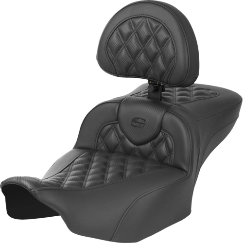 Saddlemen - Saddlemen Extended Reach Roadsofa CF Seat with Drivers Backrest - Black Stitching - 823-07-207B0