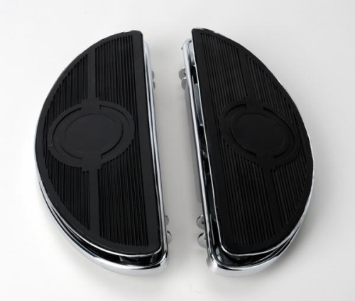 Drag Specialties - Drag Specialties Half-Moon Floorboards with Vibration Inserts - Chrome - 1621-0160