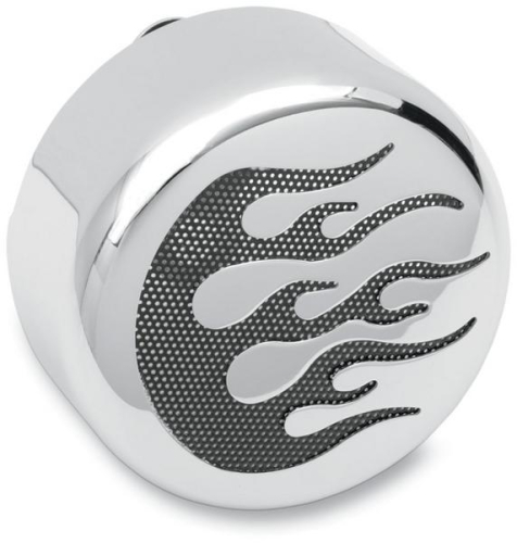 Drag Specialties - Drag Specialties Horn Cover - Chrome with Black Flame - 2107-0052