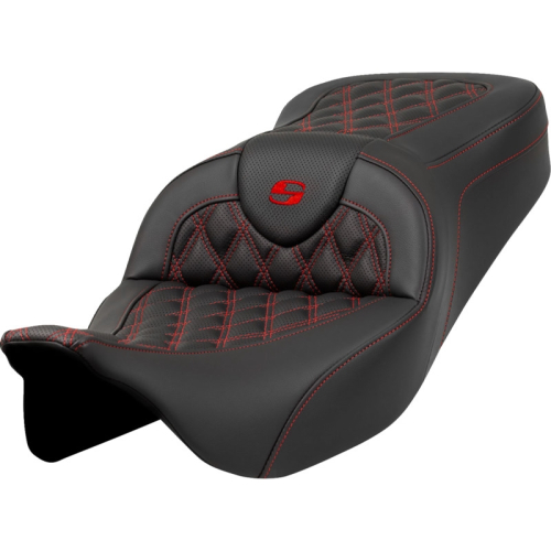 Saddlemen - Saddlemen Roadsofa LS Seat without Drivers Backrest - Red Stitching - 808-07B-18204