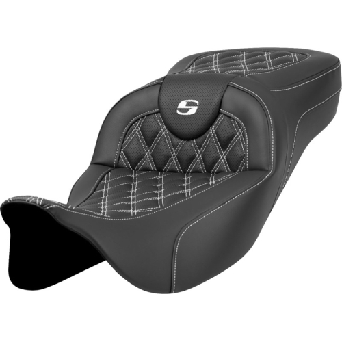 Saddlemen - Saddlemen Extended Reach Roadsofa LS Seat without Drivers Backrest - White Stitching - 808-07B-18406