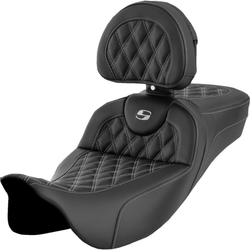 Saddlemen - Saddlemen Extended Reach Roadsofa LS Seat with Drivers Backrest - Silver Stitching - 808-07B-184B5