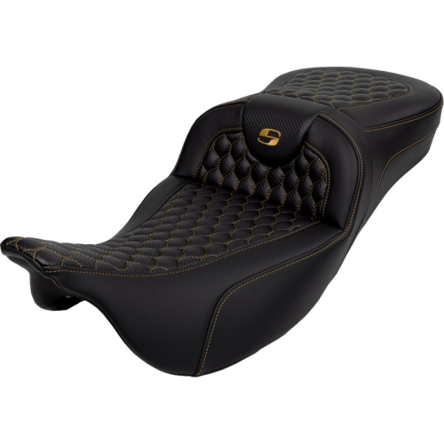 Saddlemen - Saddlemen Extended Reach Roadsofa HC Seat without Drivers Backrest - Gold Stitching - 808-07B-19007