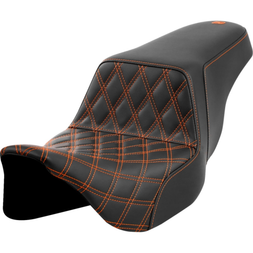 Saddlemen - Saddlemen Step-Up Front LS Seat - Black - Orange Stitching - 808-07B-17203