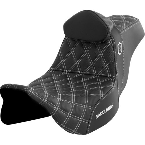 Saddlemen - Saddlemen Pro Series SDC Performance Gripper Seat with Drivers Backrest - White Stitching - SC80807WHIRT