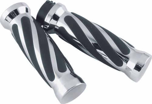 Bikers Choice - Bikers Choice Dual Cable Twisted Grips - Chrome and Black - 498415
