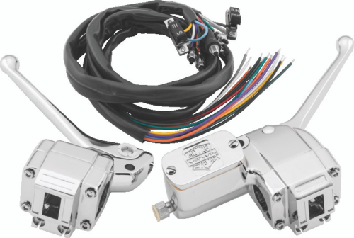 Bikers Choice - Bikers Choice Handlebar Control Kit with Black Switches - Chrome - 488814