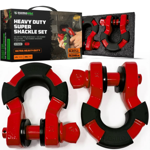Rhino USA - Rhino USA 8-Ton Super Shackles w/ Isolators - White - SUPERSHACK-WHT